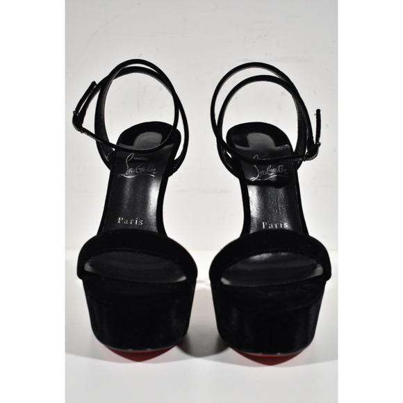 Christian Louboutin Loubi Queen Alta 150 Black Ankle Strap Sandal Heel Pump 39.5 - Picture 5 of 12